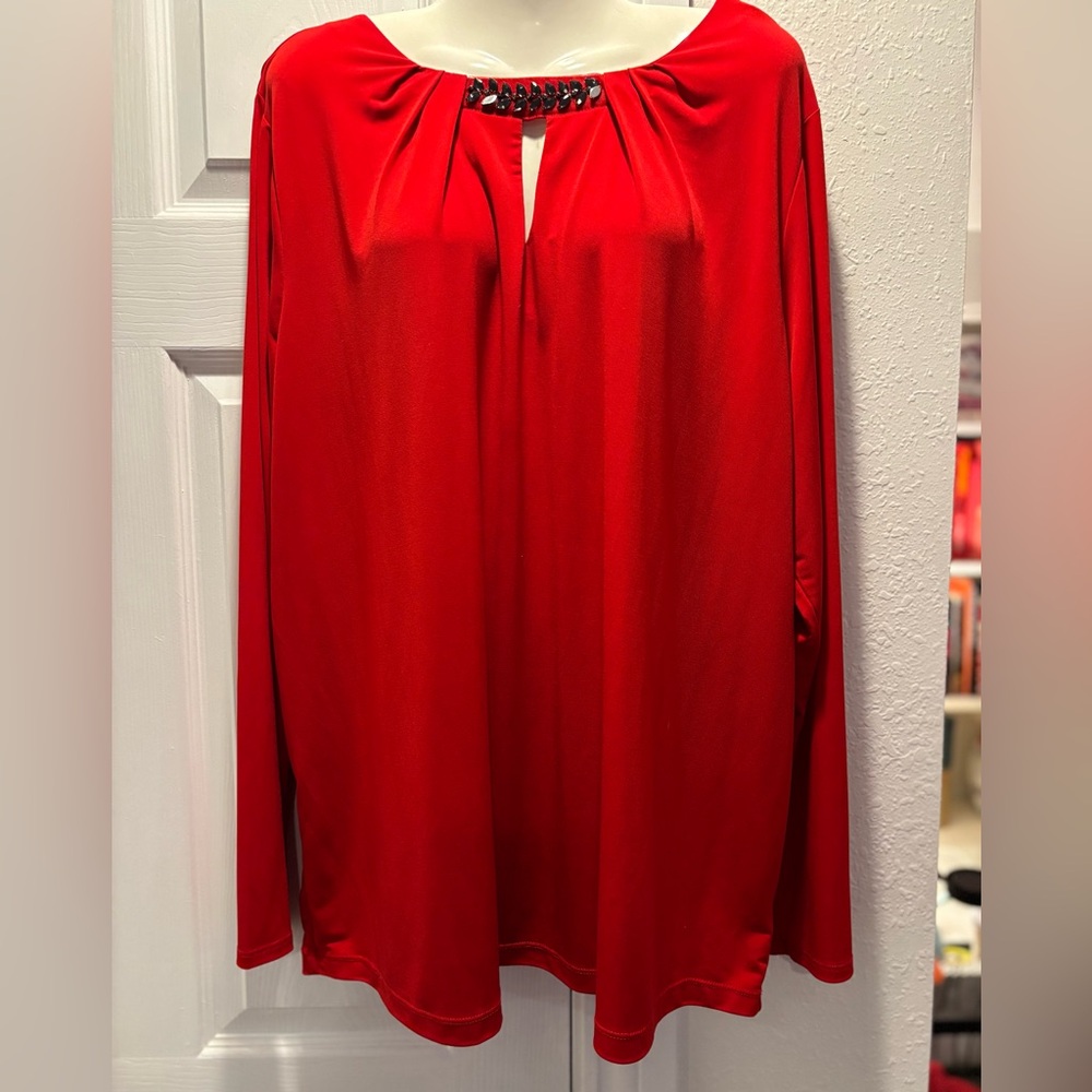 Liz Claiborne Women’s Red Dressy Flowy Tunic Top Size 2X